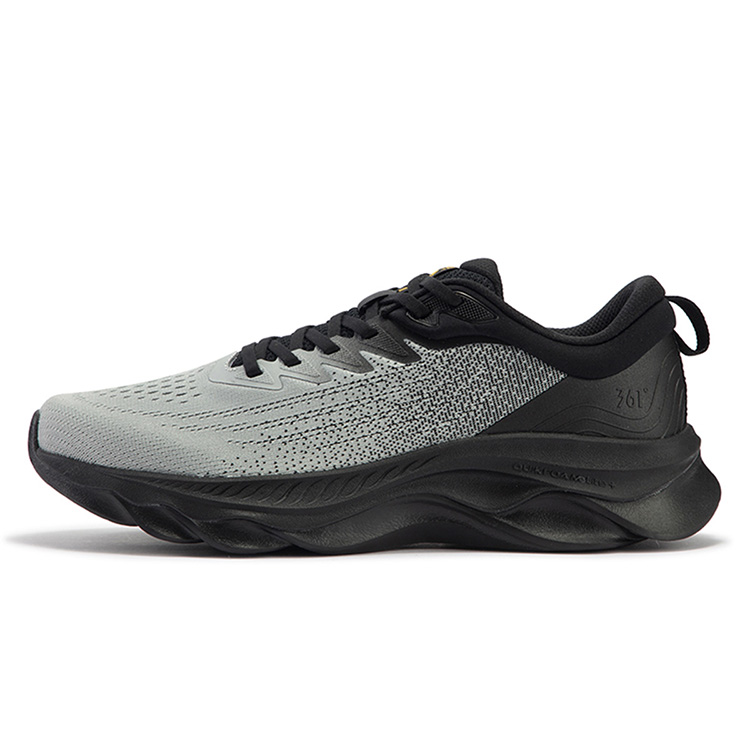 361° Cushioned Wear-Resistant Breathable Low-Top Running Shoes Men's Black Gray