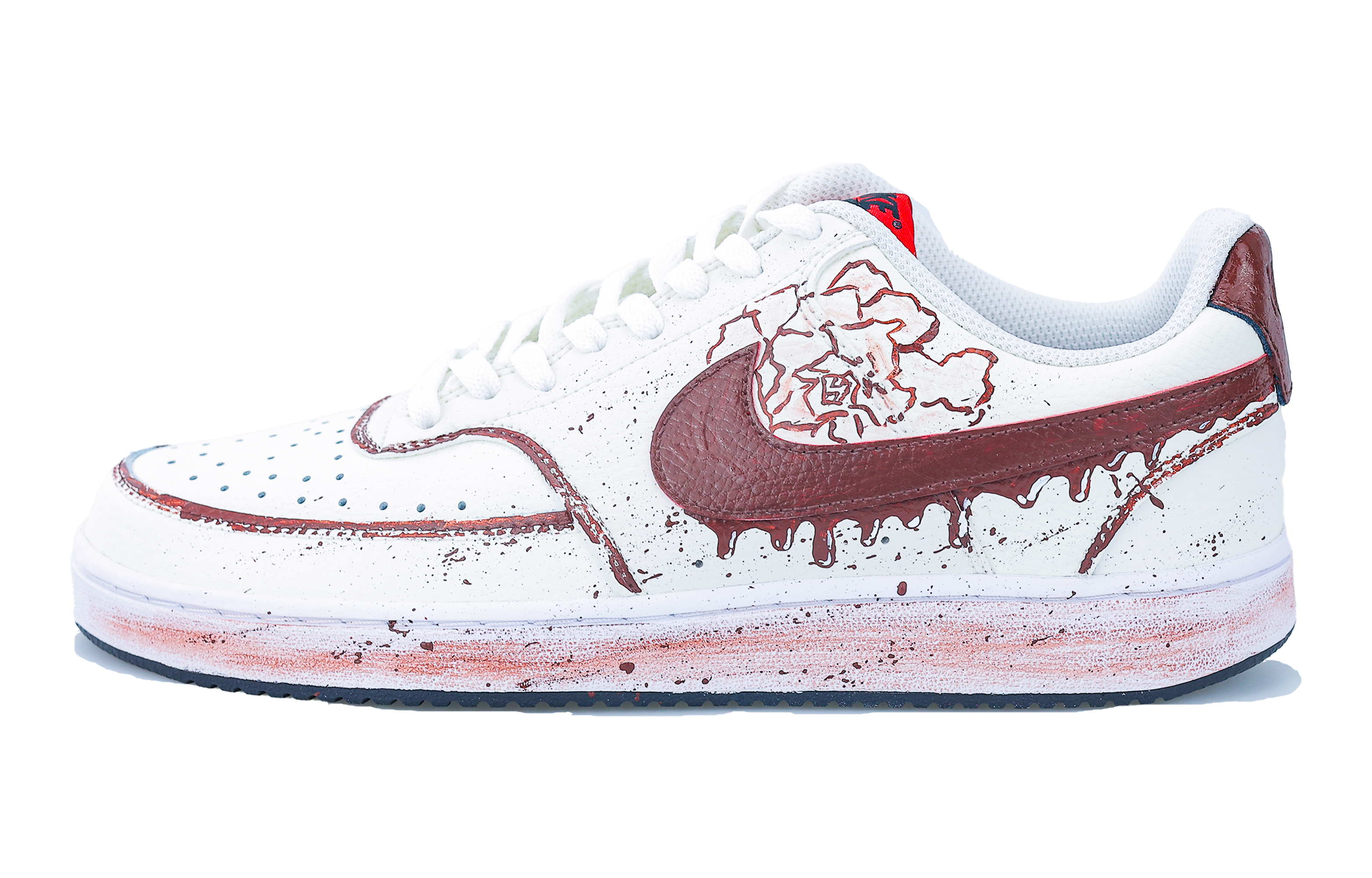 Nike Court Vision 1 Wear resistant And Lightweight Low top Skateboard Shoes Unisex Red White