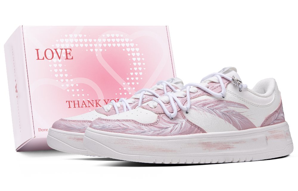 Anta Relaxed Slip Resistant Cushioning Abrasion Resistant Low Top Skateboard Shoes Men's Pink White