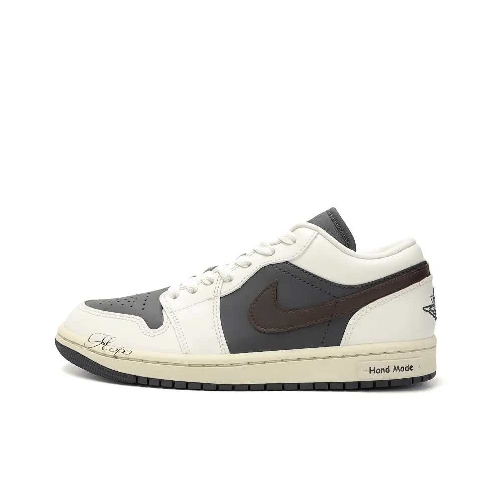 Jordan Air Jordan 1 Jungle Adventure Amber Durable Breathable Low-Top Vintage Basketball Shoes Women's White Gray