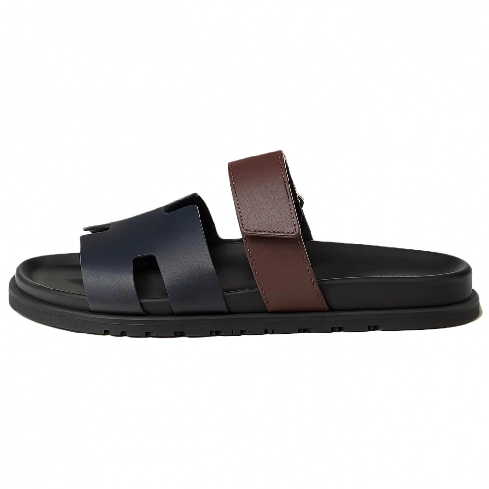 HERMES Chypre Slide Slippers Men's Marine Blue