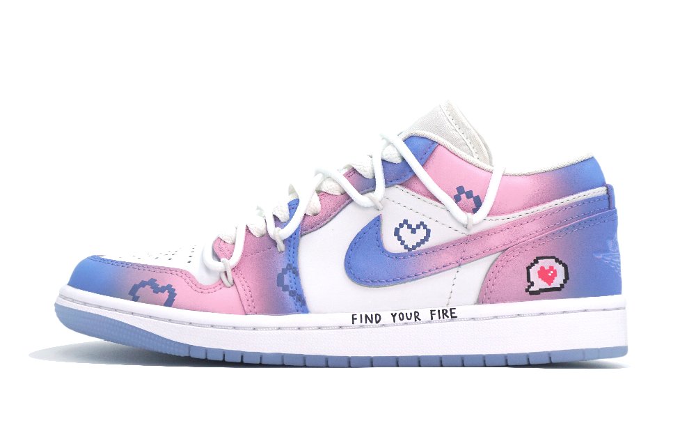 Jordan Air Jordan 1 Slip Resistant Low Top Vintage Basketball Shoes Women's Pink Blue