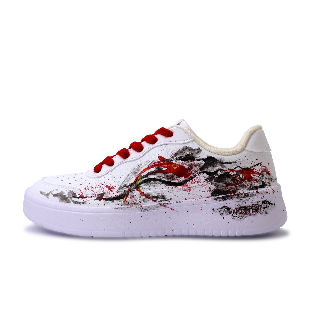 LiNing Pontoon Boats Abrasion Resistant Breathable Low Top Skateboard Shoes Unisex Red Black