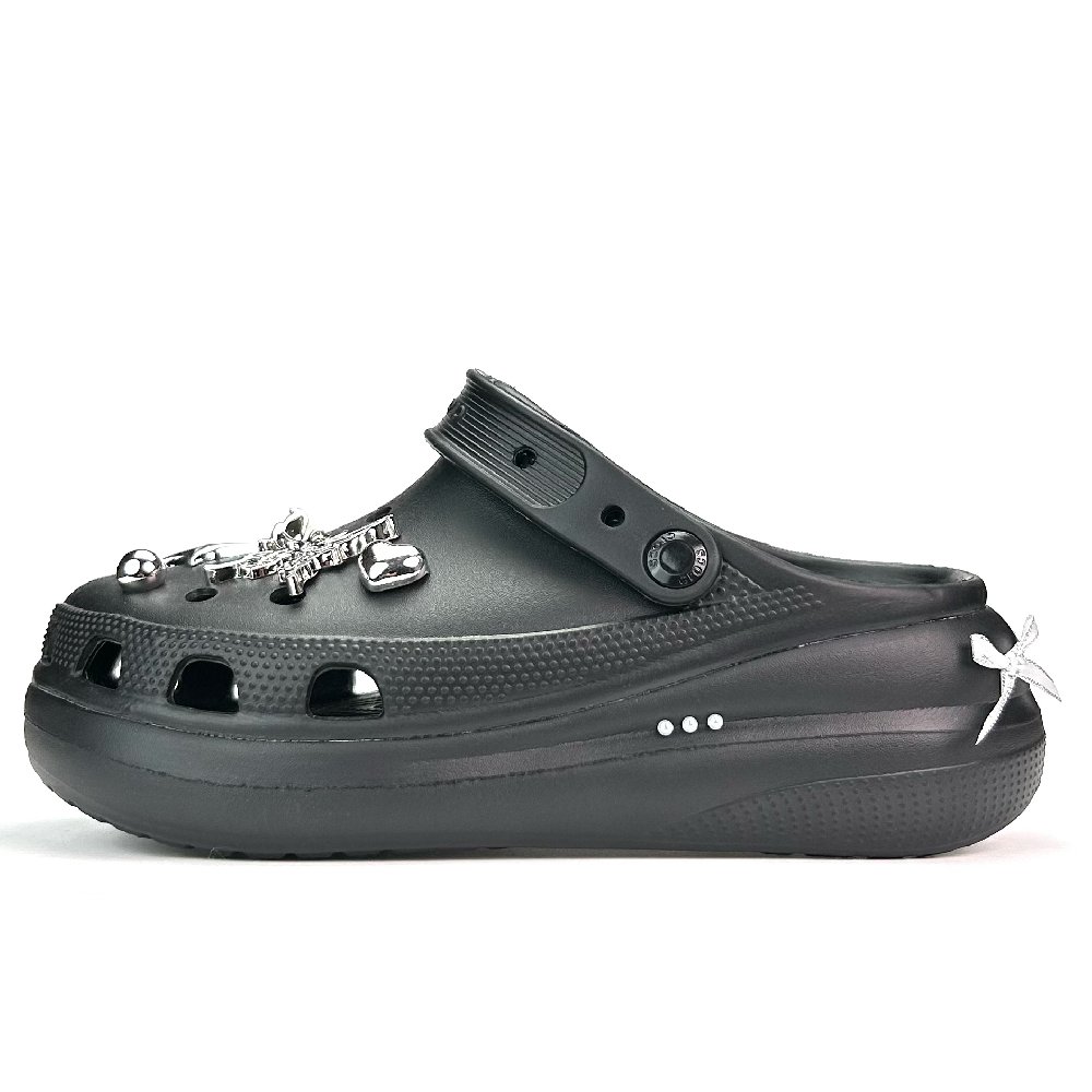 Crocs Classic Clog Silver Butterfly Clogs Unisex Black