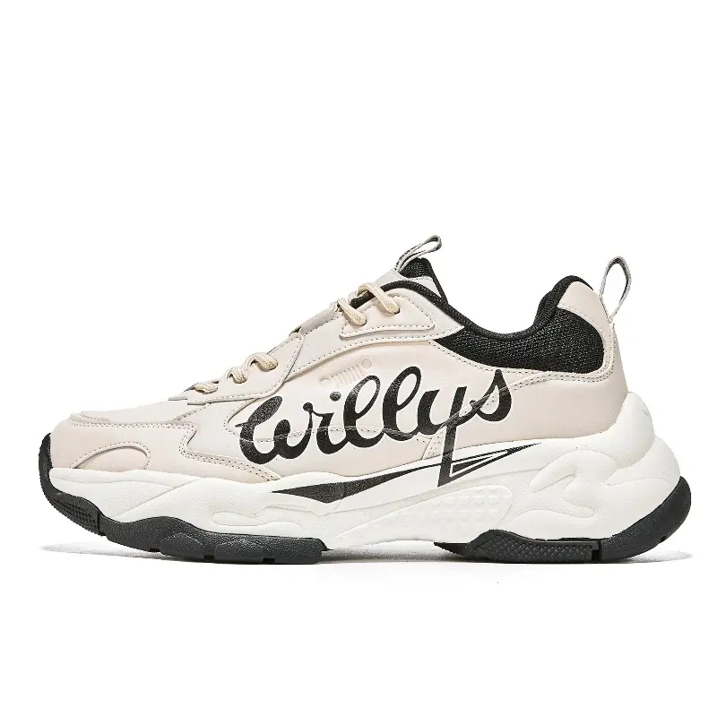 JEEP SPIRIT Cushioning Abrasion Resistant Support Height Increasing Low top Chunky Sneakers Men's Light Sandy