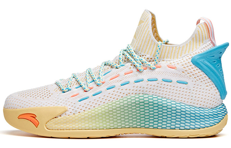 Anta KT5 Low Thompson Yuanlai Such Cushioning Anti-Slip And Wear-Resistant Mid-Top Basketball Shoes Men's White Blue
