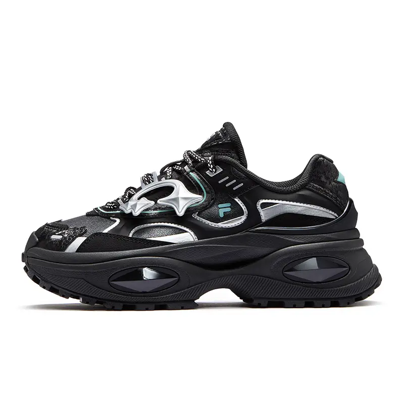 FILA FUSION BIANCO III Low Top Chunky Sneakers Women's Black Silver