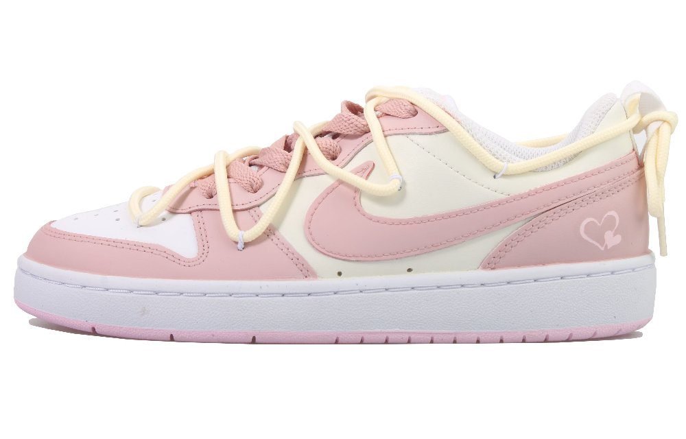Nike Court Borough 2 Low-Top Skateboard Shoes GS Pink White