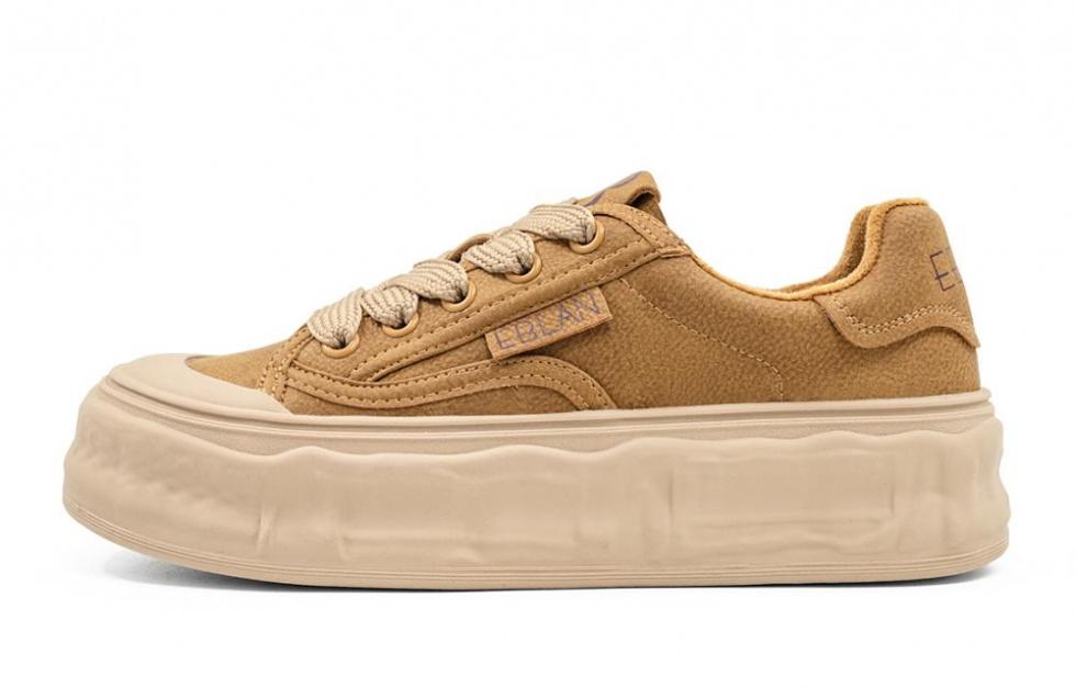 EBLAN Anti-Slip Wear-Resistant Low-Top Skateboard Shoes Women's Khaki