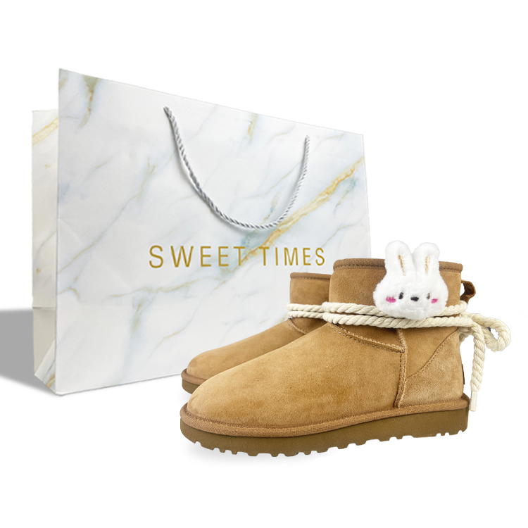UGG CLASSIC MINI Warm And Wear-Resistant Short Snow Boots Women's Beige Chestnut