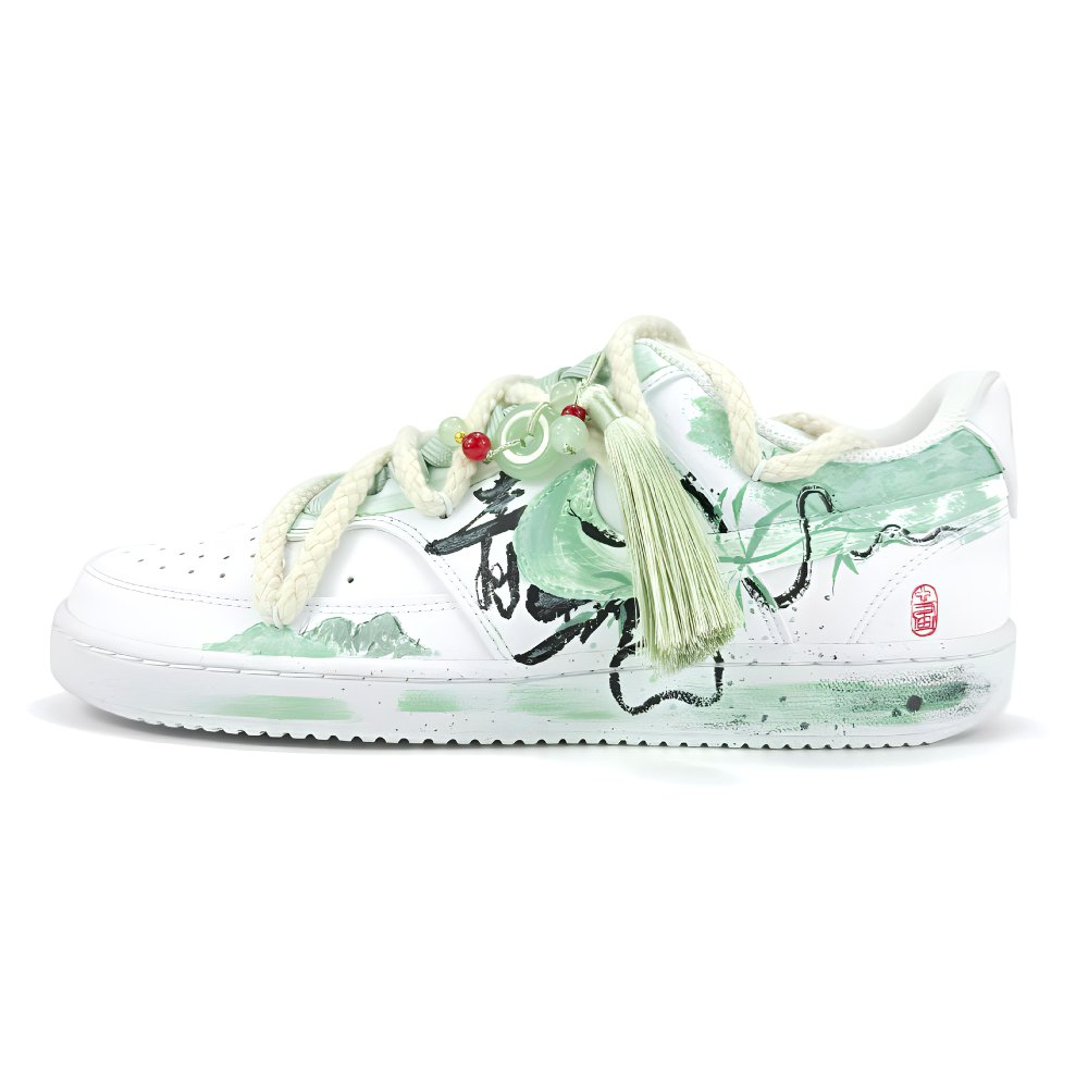 Nike Court Vision 1 Slip-Resistant Low-Top Skateboard Shoes Men's White Green