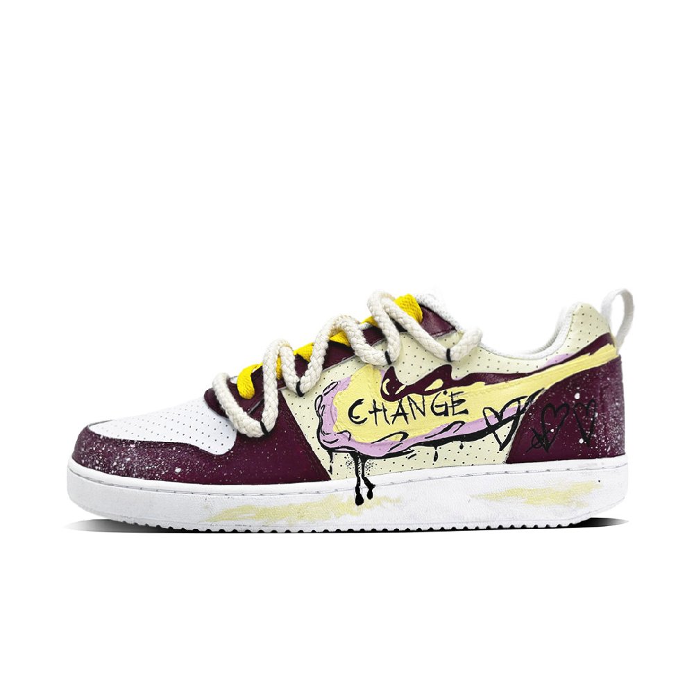 Nike Court Borough Anti-Slip Wear-Resistant Low-Top Skateboard Shoes Men's Red Yellow