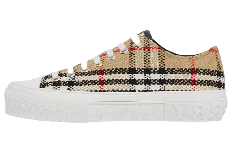 Burberry Vintage Check Boucle Low-Top Sneakers Beige Women's