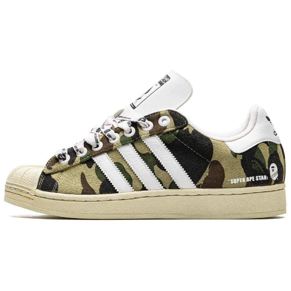 Nigo x Adidas Anti Slip Wear Resistant Low Top Skateboard Shoes Unisex Green Brown White