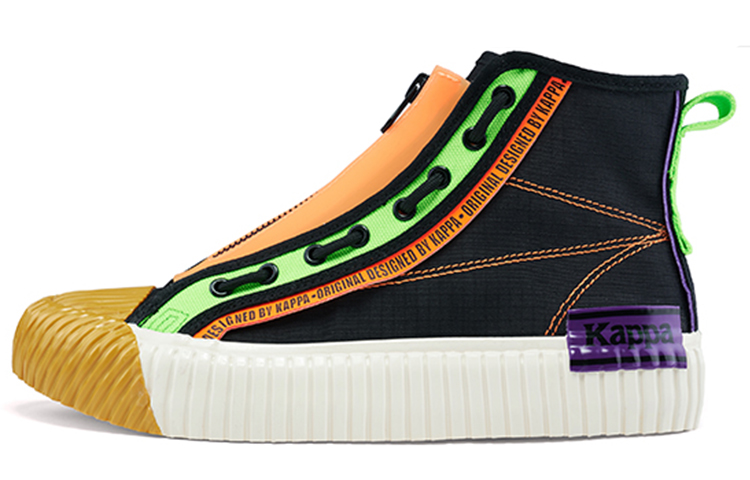 Kappa Coverage Anti-Slip And Wear-Resistant High-Top Skateboard Shoes Unisex Black