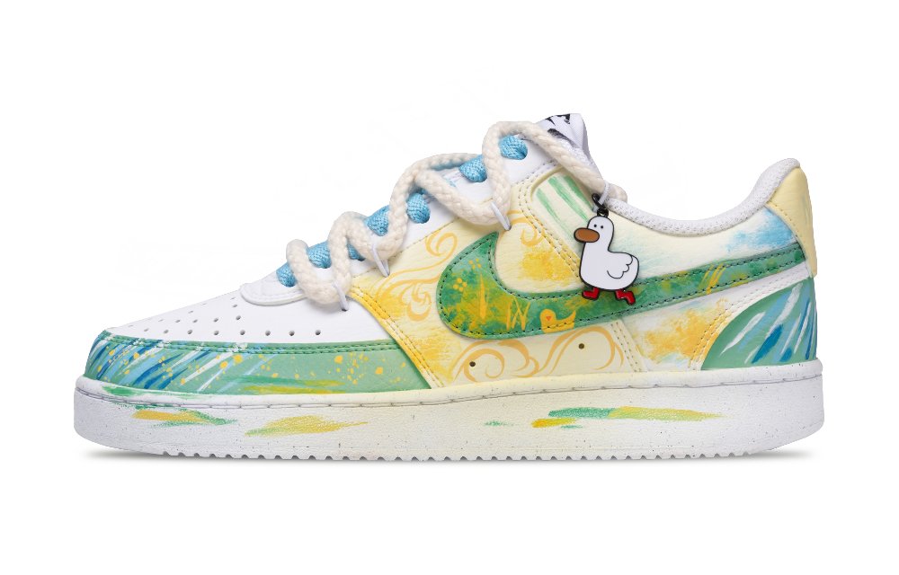 Nike Court Vision 1 Skateboard Shoes Men Low Top Yellow Green