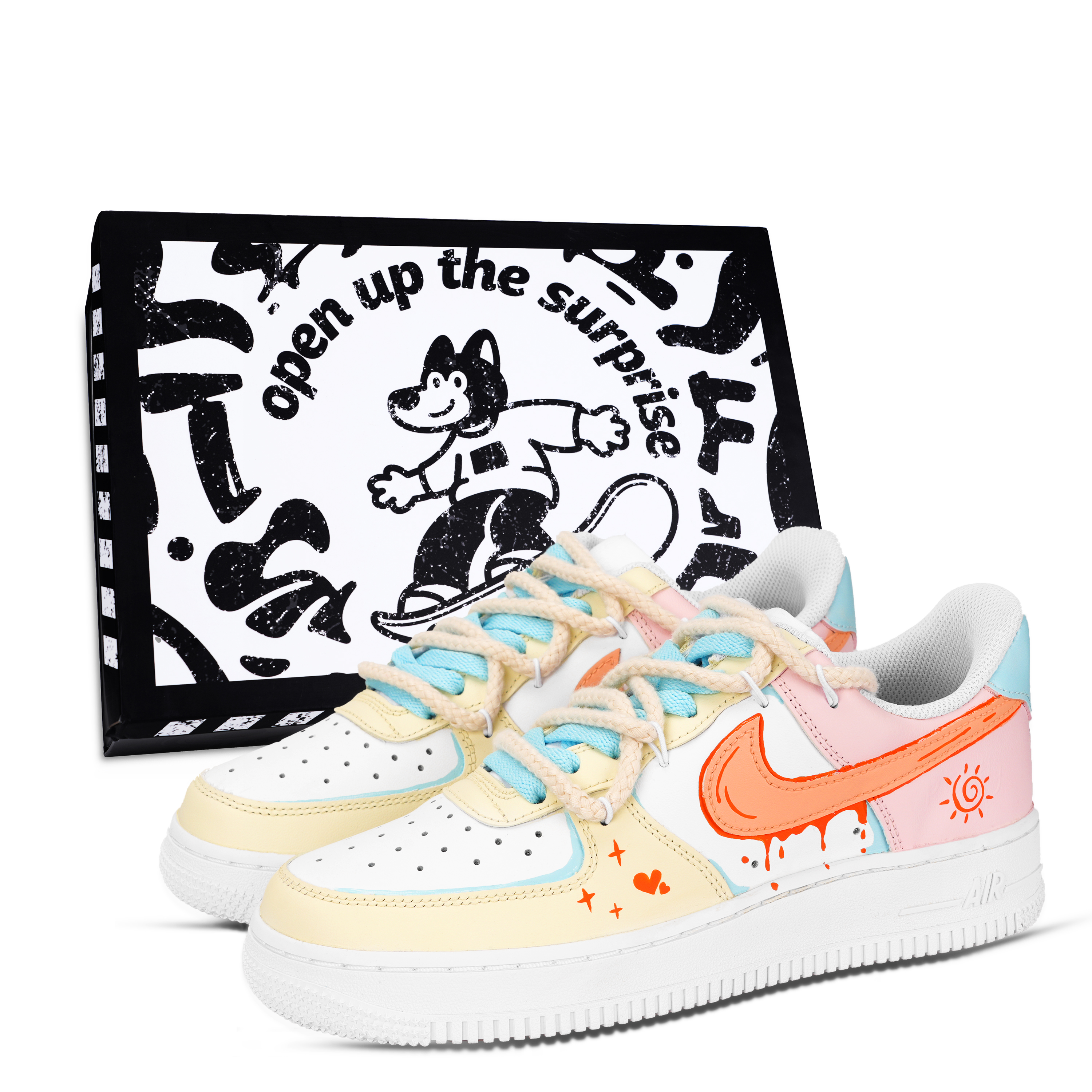 Nike Air Force 1 Tuto Xingyang Shoe Box Abrasion Resistant Low top Skateboard Shoes Unisex Pink Orange Yellow