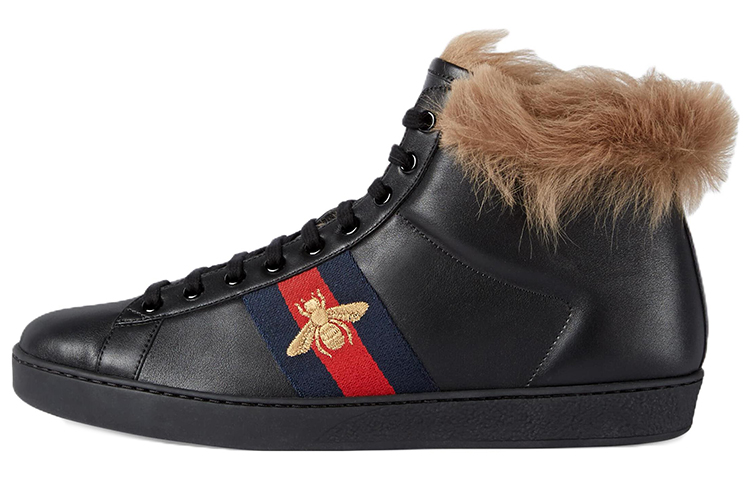 GUCCI Stripe Ace High 'Black Fur'