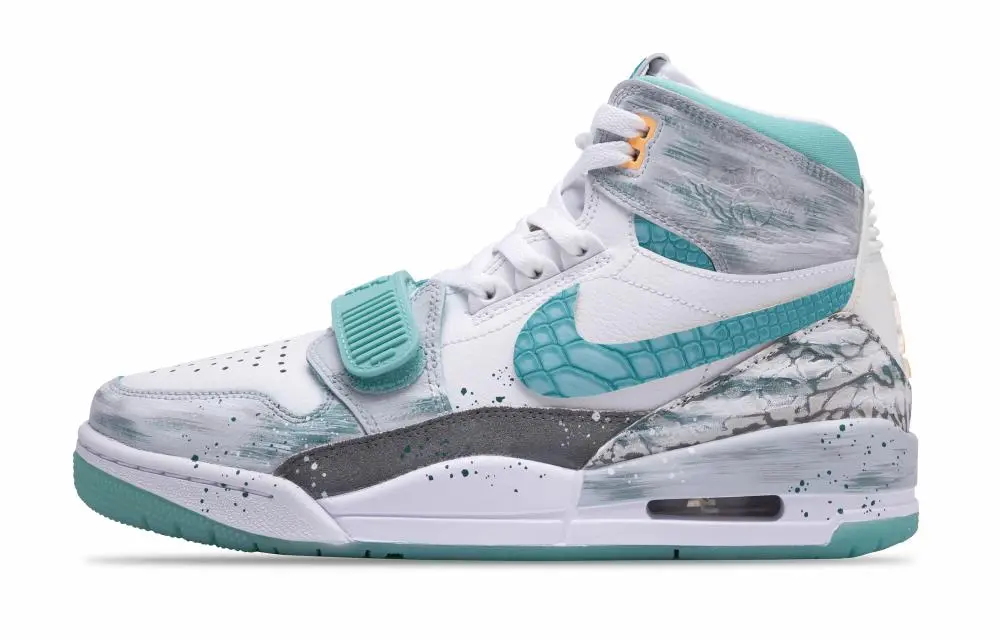 Jordan Legacy 312 Gray Berlin Cushioned Wear-Resistant Breathable High-Top Vintage Basketball Shoes Men's Gray Green