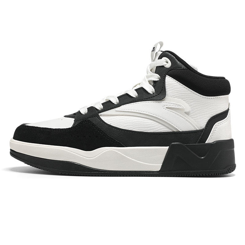 Anta Coverage Wear-Resistant High-Top Skateboard Shoes Women's White Black