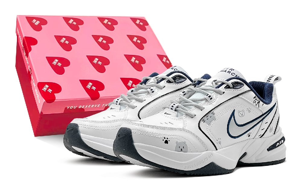 Nike Air Monarch 4 Abrasion Resistant Slip Resistant Low Top Chunky Sneakers Unisex White Gray