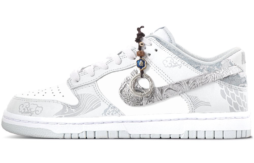 Nike Dunk Slip-Resistant Cushioning Abrasion-Resistant Low-Top Skateboard Shoes Unisex Silver Gray