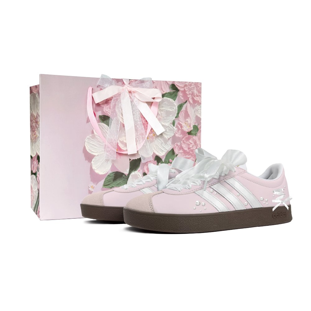 Adidas VL COURT 2.0 Breathable Low top Skateboard Shoes Unisex Pink
