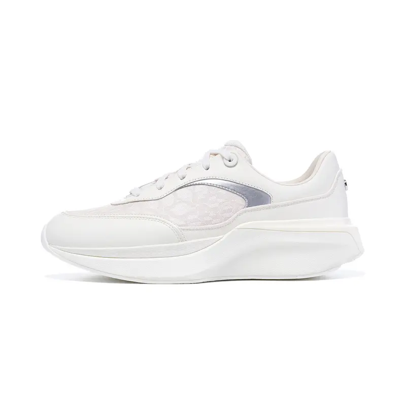 LI NING 1990 Cushioning Height Increasing Rebound Low Top Casual Shoes Women's White