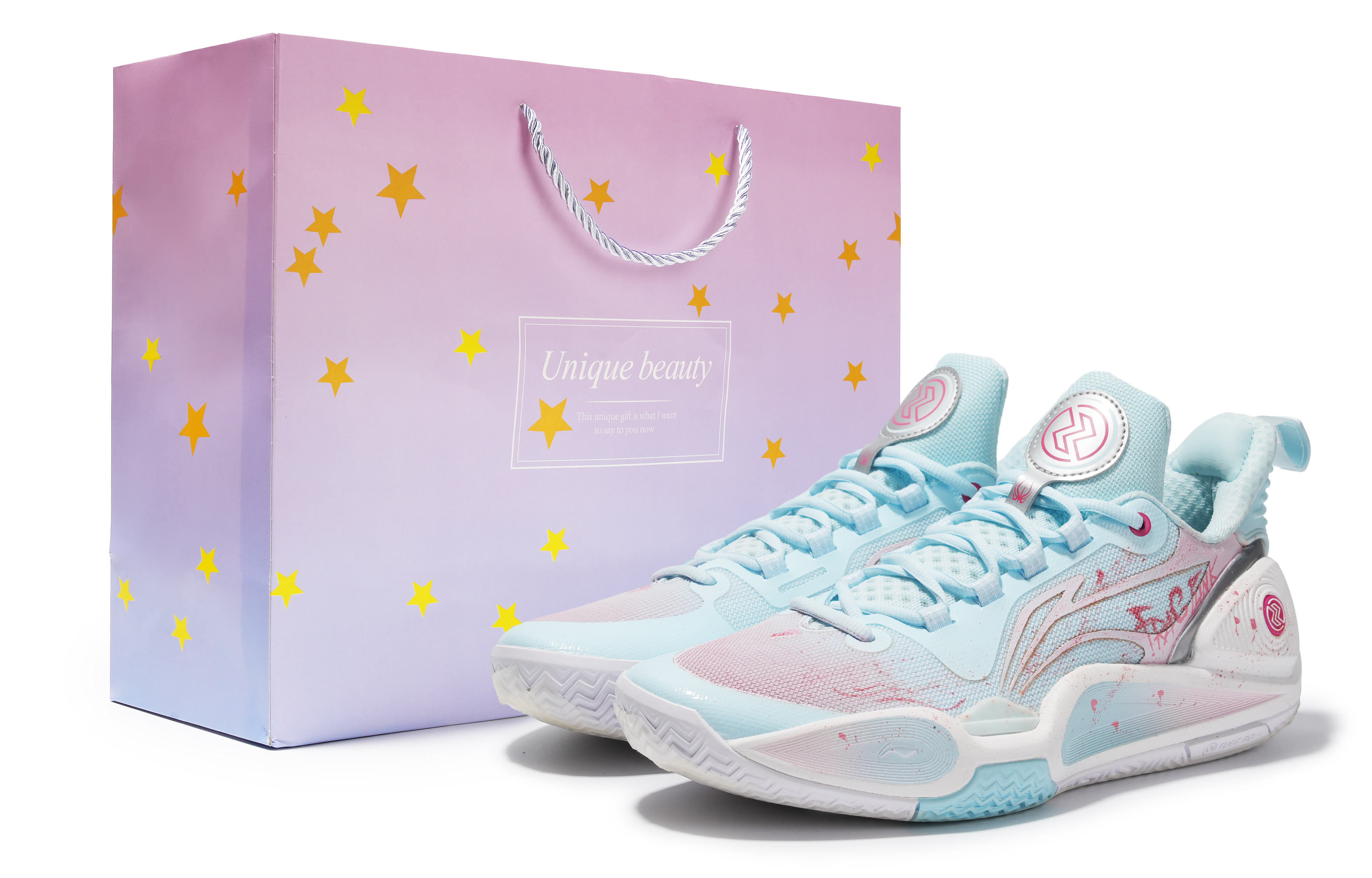 LiNing Speed 9 Cushioning, Slip Resistant, Abrasion Resistant Support Low top Basketball Shoes Men's Blue Pink
