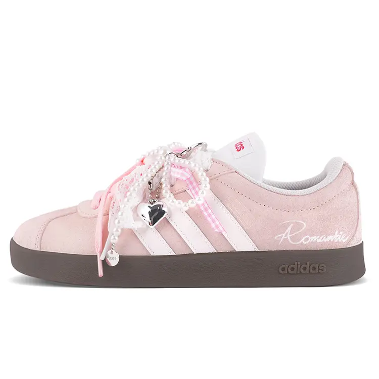 Adidas VL COURT 2.0 Cushioning, Wear Resistant Low top Skateboard Shoes Unisex Pink White