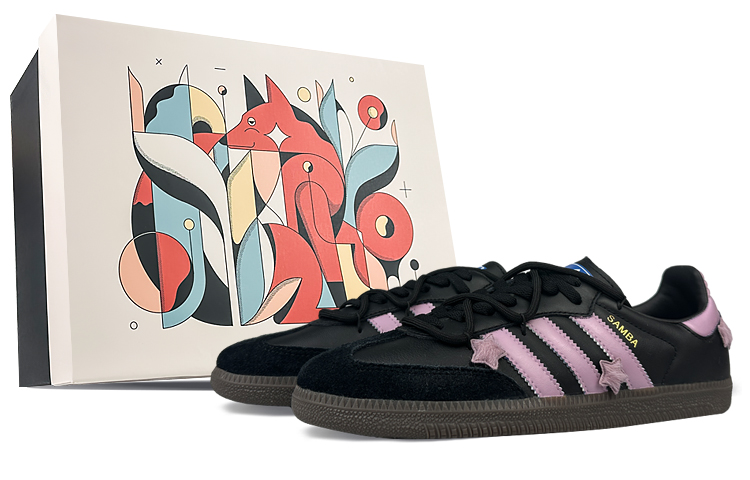 Adidas Originals Samba Slip-Resistant Cushioning Wear-Resistant Low-Top Skateboard Shoes Unisex Black Purple
