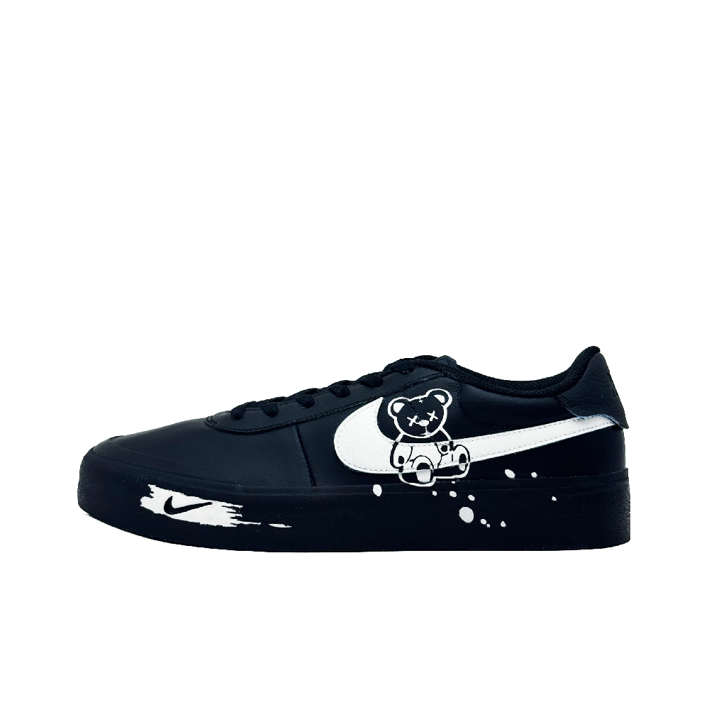 Nike Court Shot Tired Bear Abrasion Resistant Low Top Skateboard Shoes Men's Black White
