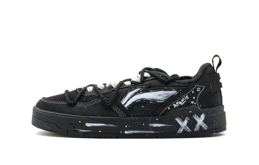 LiNing Yuan Chu Slip Resistant Abrasion Resistant Low top Skateboard Shoes Men's Black