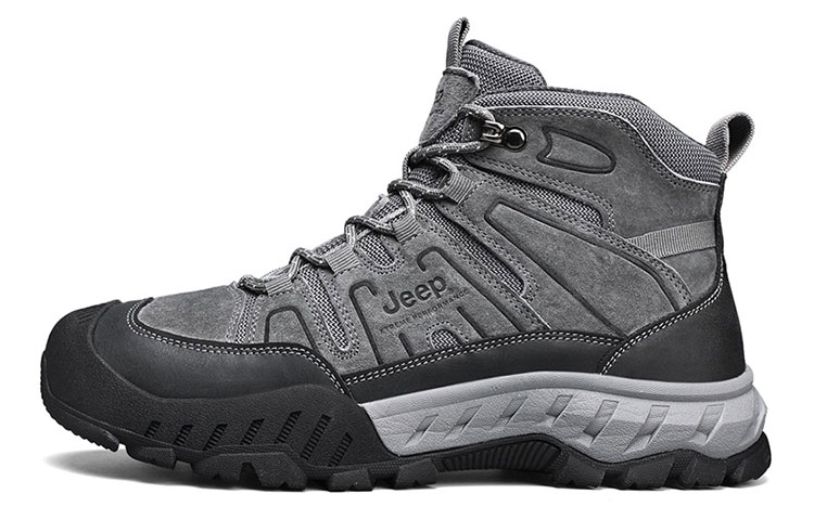 Jeep Anti Slip Wear Resistant High Top Outdoor Shoes Men's Gray