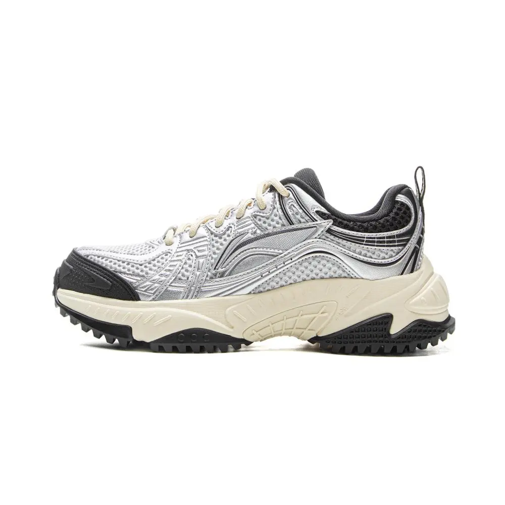 LiNing QIXING V2 Shock Absorbers Slip Resistant Abrasion Resistant Low top Casual Shoes Women's Silver Black