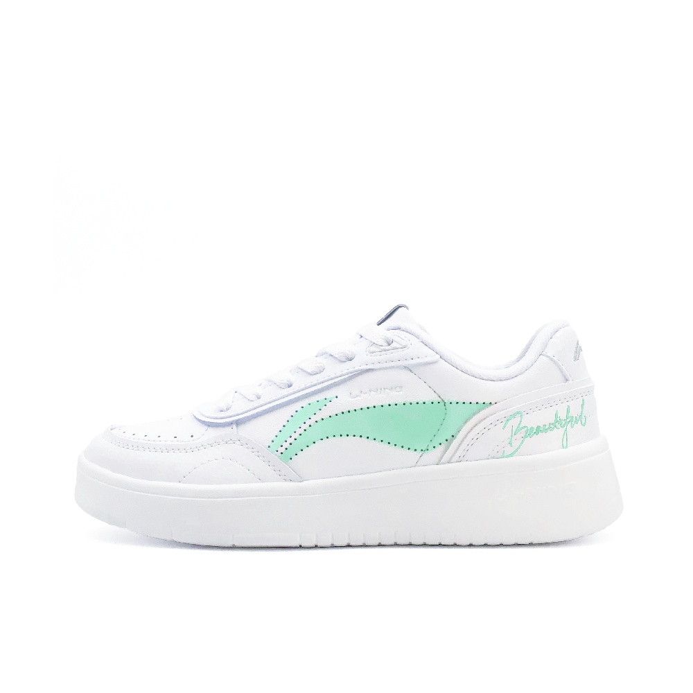 LiNing Su Slip Resistant, Abrasion Resistant, And Balanced Low Top Skateboard Shoes Women's White Green