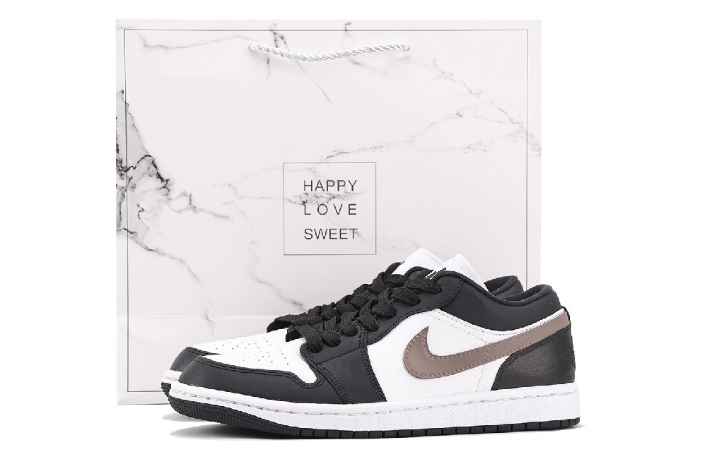 Jordan Air Jordan 1 Anti Slip And Wear Resistant Coverage Low Top Vintage Basketball Shoes Women's Black Brown