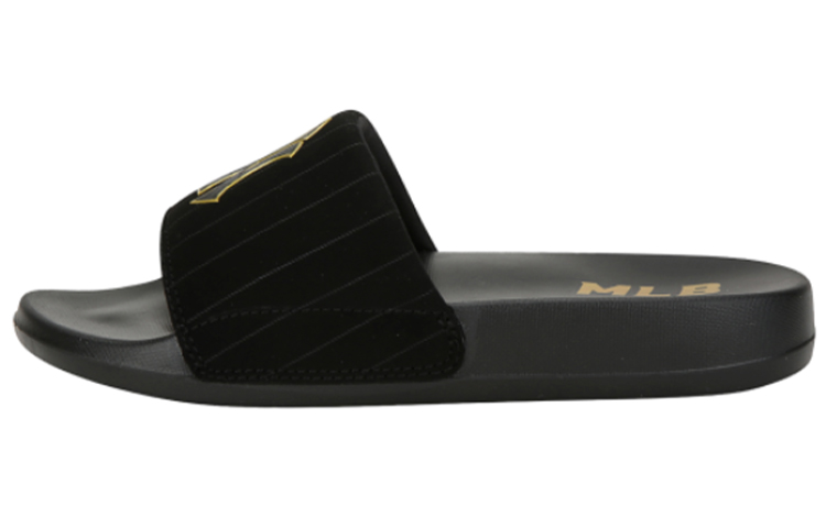MLB Slipper Rubber Sole Slip-Resistant Abrasion-Resistant Slide Slippers Unisex Black Gold