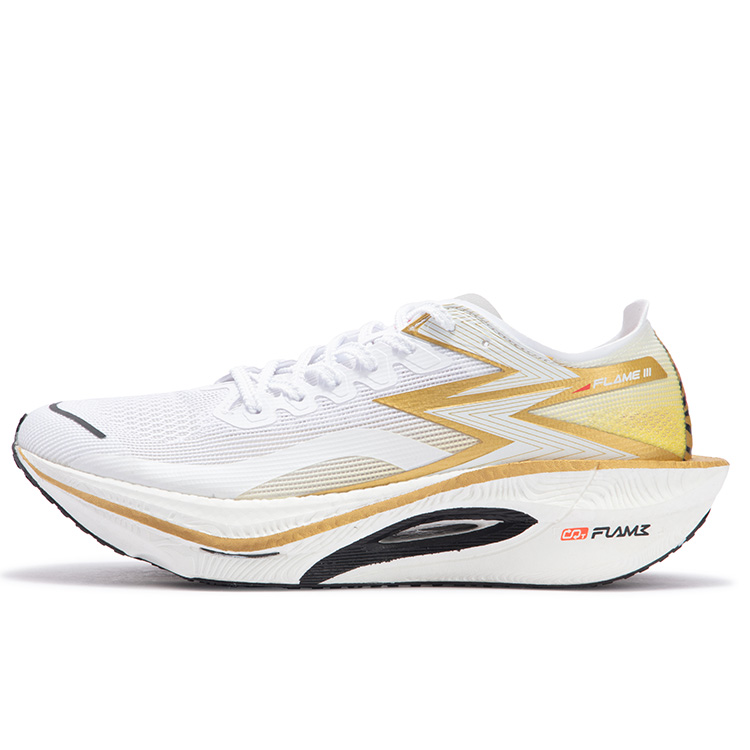 361° Fly Burn 3 Cushioning Anti-Slip And Wear-Resistant Low-Top Carbon Plate Marathon Running Shoes Unisex White Gold
