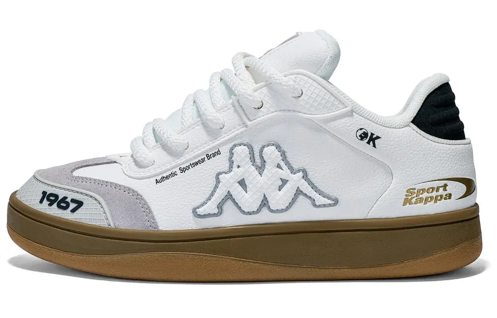 Kappa Anti-Slip Wear-Resistant Low-Top Skateboard Shoes Unisex Classic White