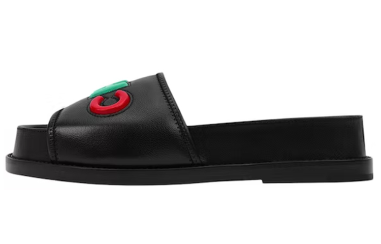 CHANEL Logo Mule Sandal Black Leather Women's
