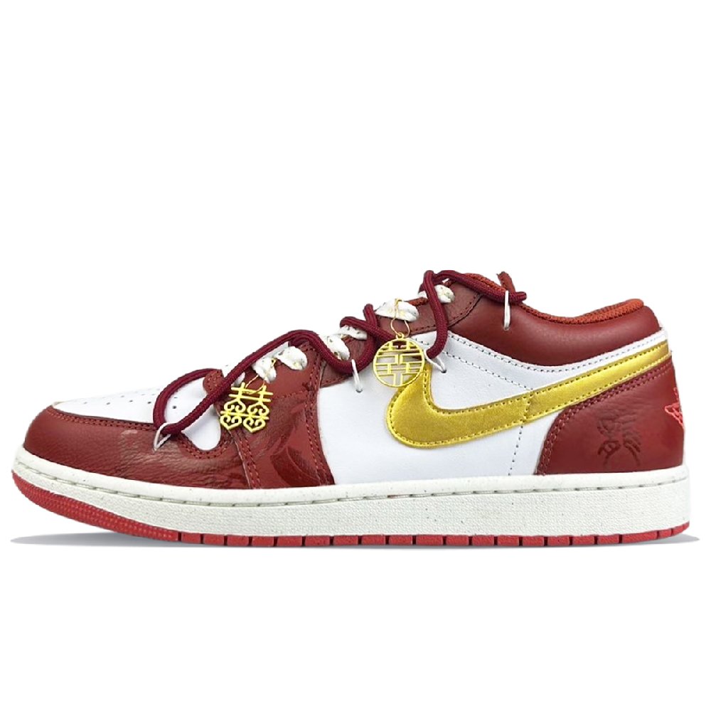 Jordan Air Jordan 1 Low-Top Vintage Basketball Shoes Men's White Red