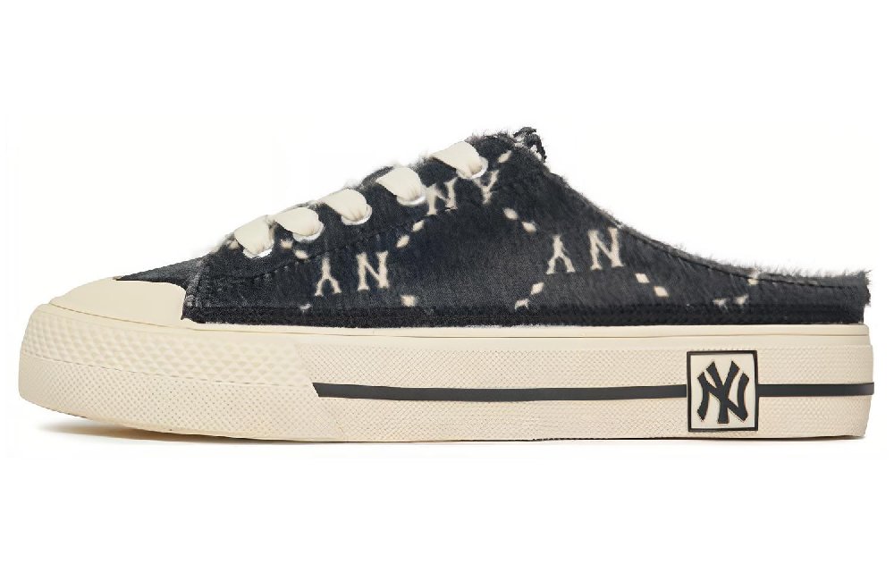 MLB Playball Mule Fur Dia Monogram Slip-Resistant Cushioning Wear-Resistant Low-Top Skateboard Shoes Unisex Black