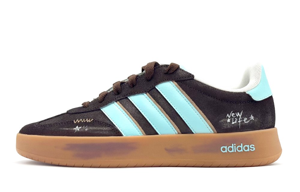 Adidas BARREDA REGO Hot Dog, Brown Shadow Blue Trace Abrasion Resistant Low Top Skateboard Shoes Unisex Brown Blue