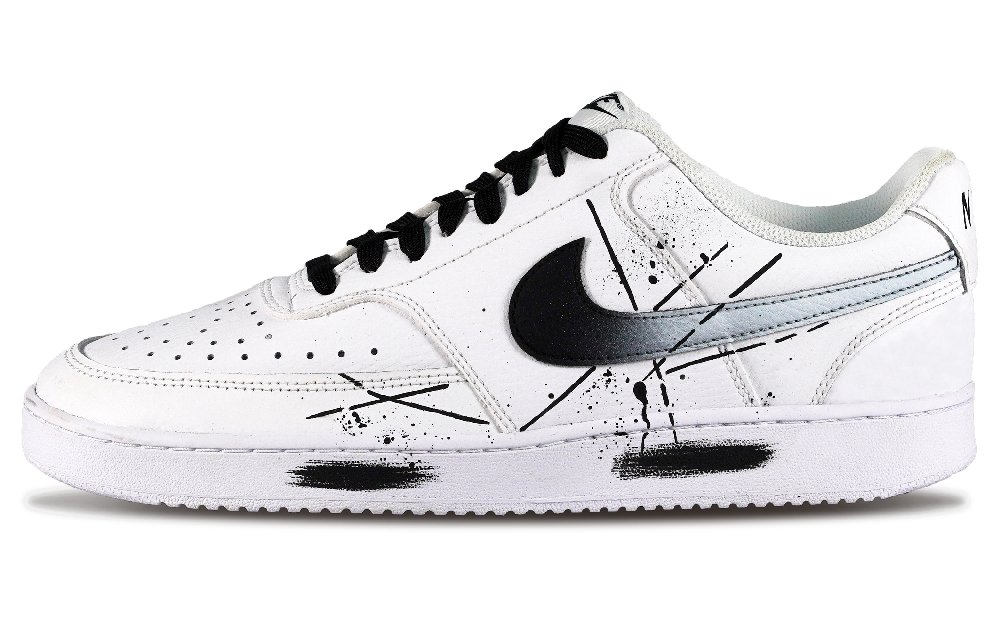Nike Court Vision 1 Low Low-Top Skateboard Shoes Men's Black White