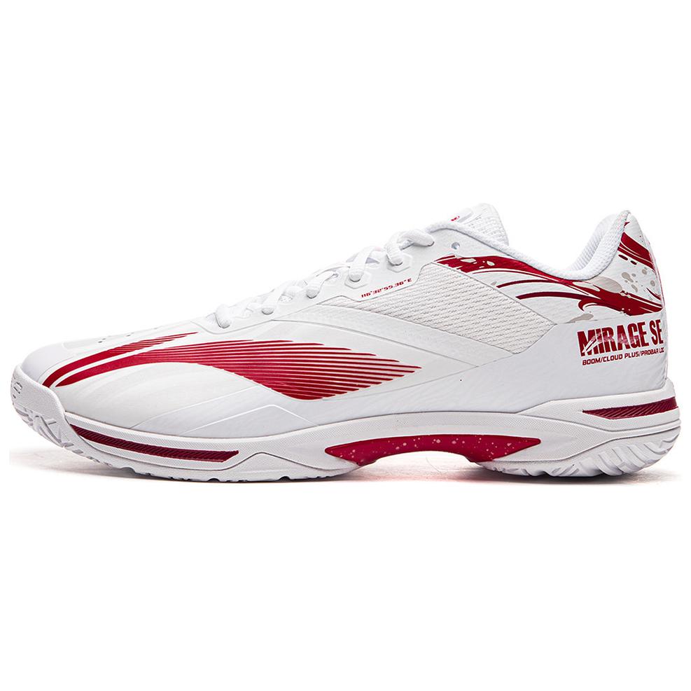 LiNing Slip Resistant Breathable Low Top Badminton Shoes Unisex White Red