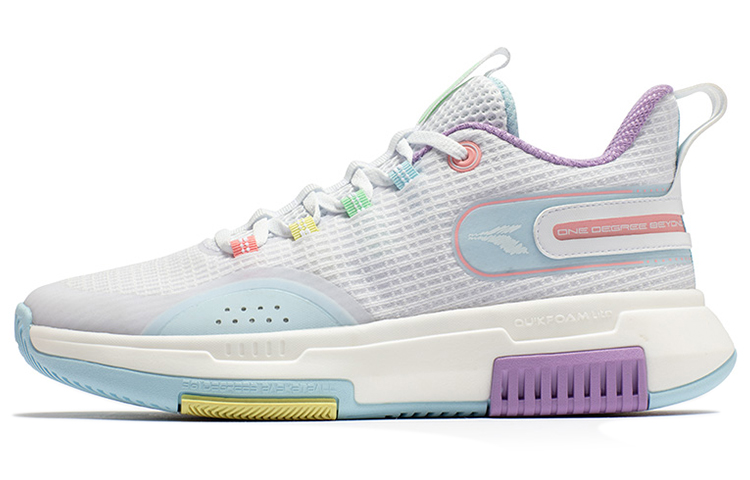361° Tackle Q-BOOM Technology Low-Top Performance Basketball Shoes Men's White Blue Purple