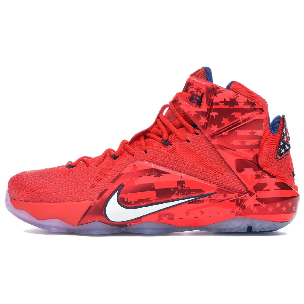 Nike Lebron 12 Anti Slip Wear Resistant Mid Top Basketball Shoes Unisex Red