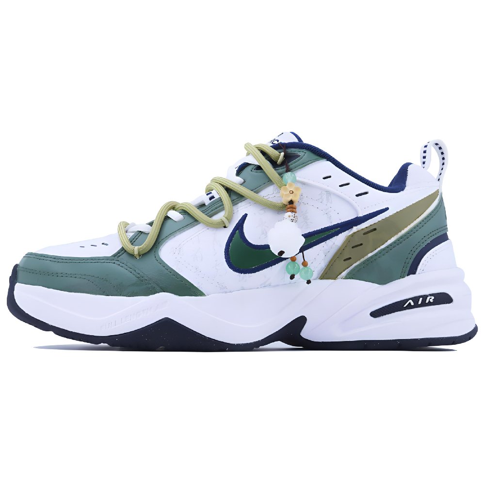 Nike Air Monarch 4 Slip-Resistant Breathable Low-Top Chunky Sneakers Unisex White Green