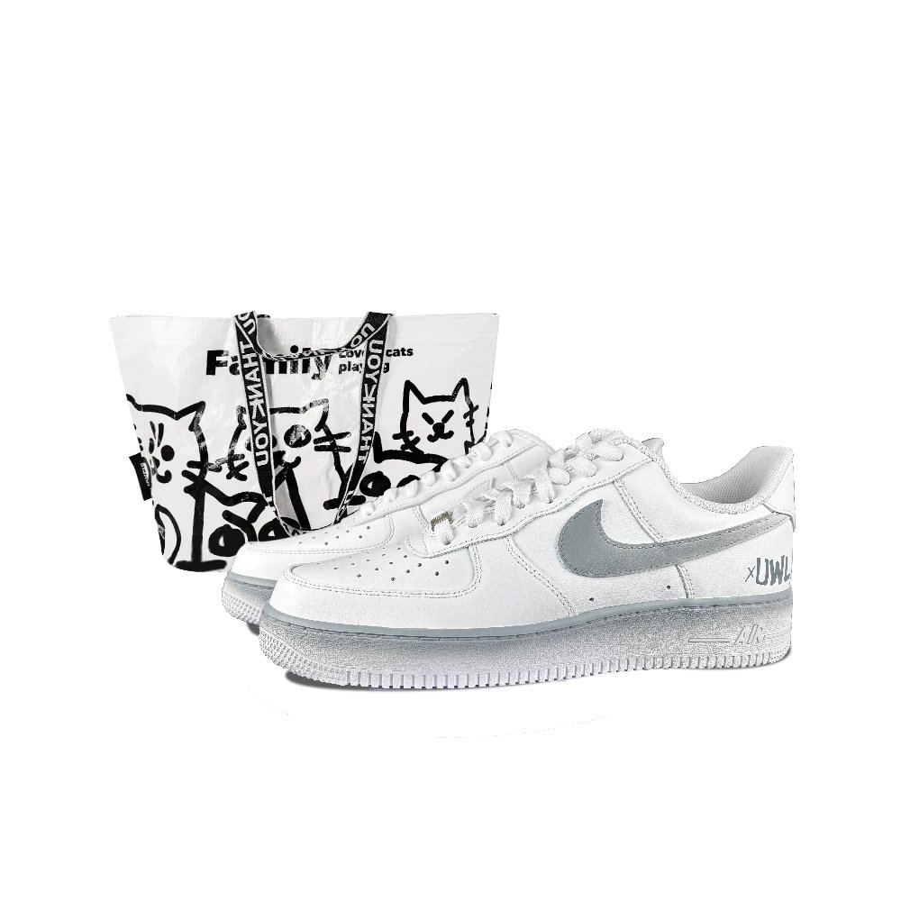 Nike Air Force 1 Cloud Anti-Slip Wear-Resistant Low-Top Skateboard Shoes Unisex Gray White